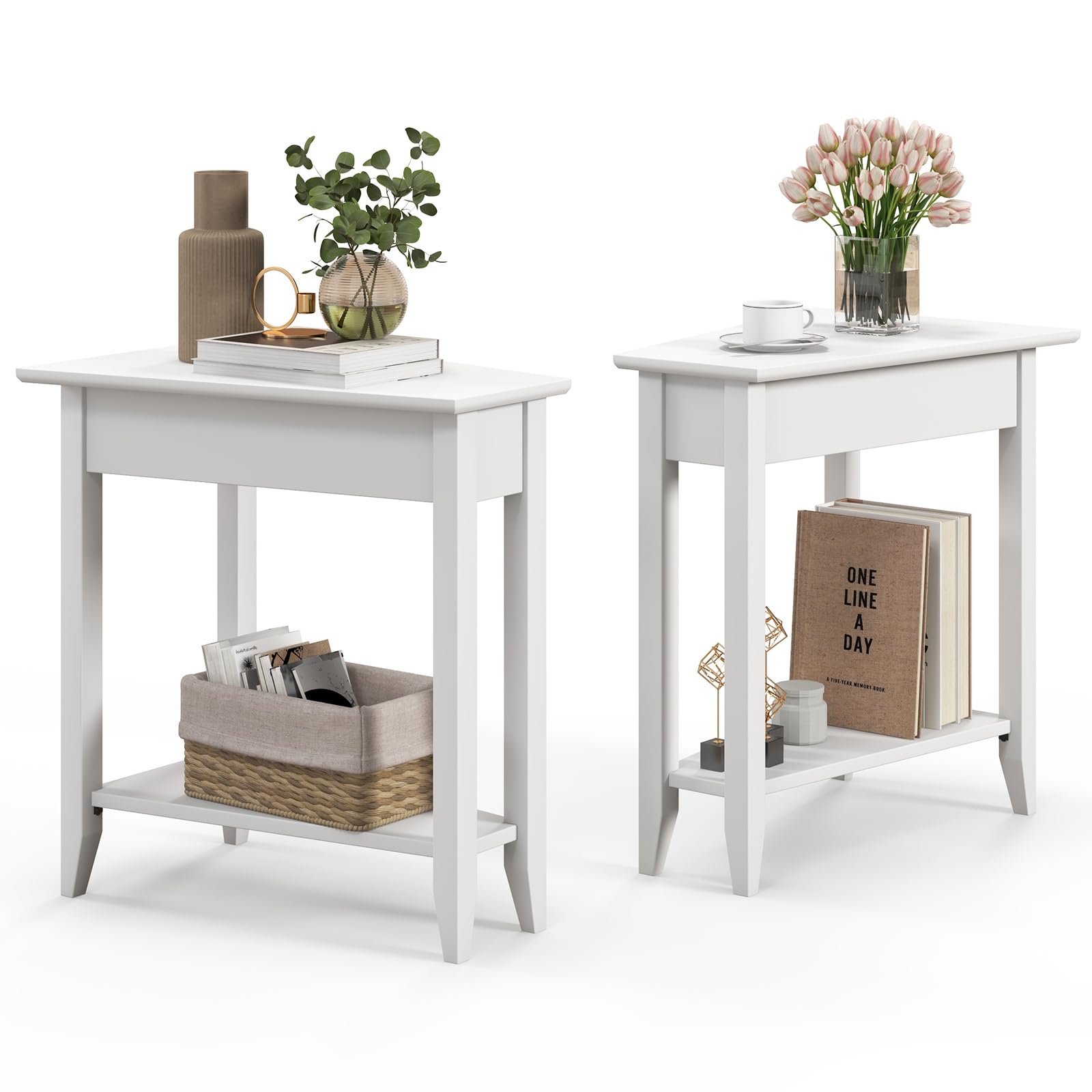 Amazon.com: Giantex White Wedge End Table Set of 2, Triangle Side